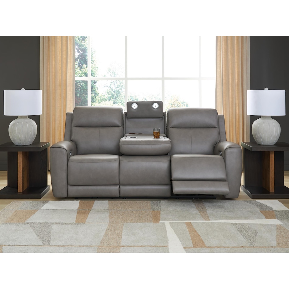 z relaxation grey power leather reclining sofa   