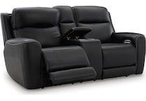 z relaxation onyx power leather reclining console loveseat   