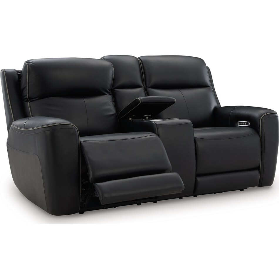 z relaxation onyx power leather reclining console loveseat   