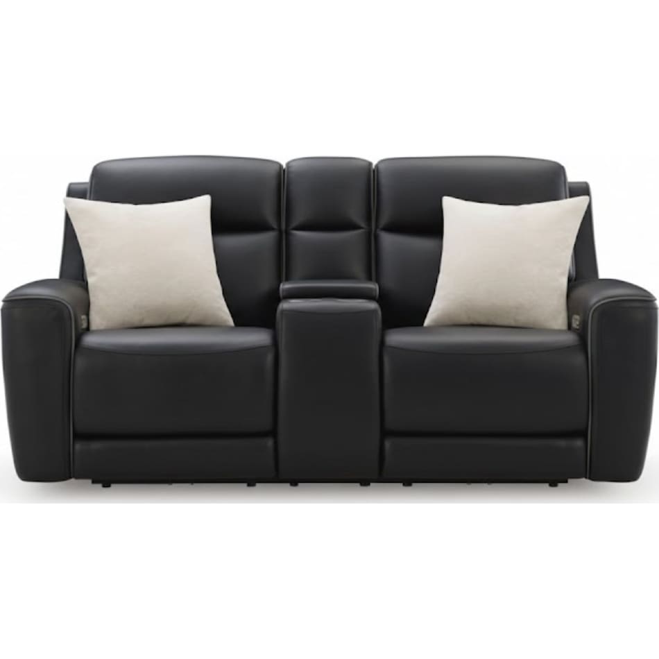 z relaxation onyx power leather reclining console loveseat   