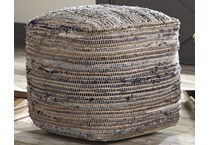absalom grey black tan pouf  ottoman   