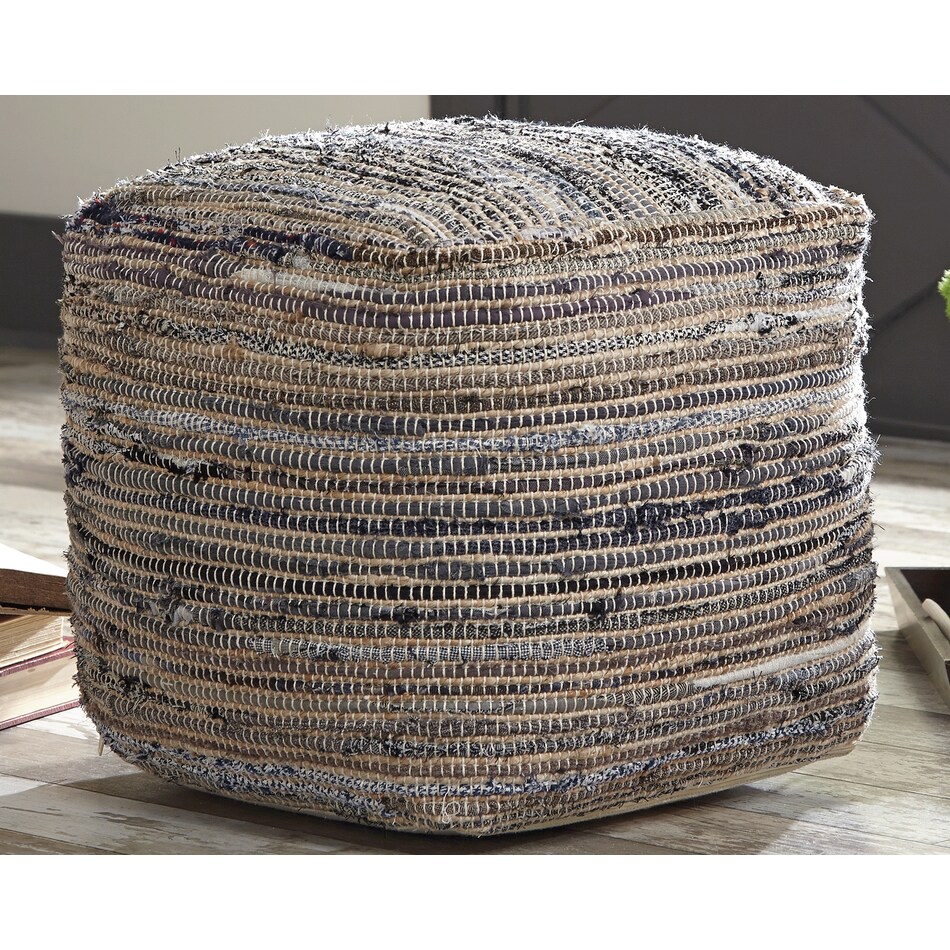 absalom grey black tan pouf  ottoman   