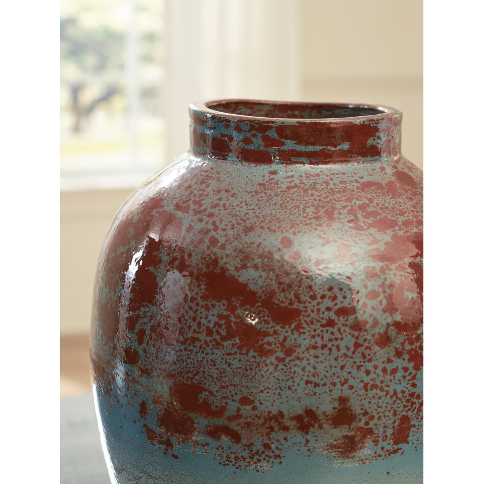 acc spice teal antique white vase   