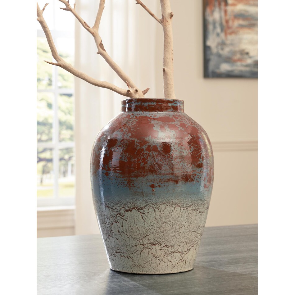 acc spice teal antique white vase   
