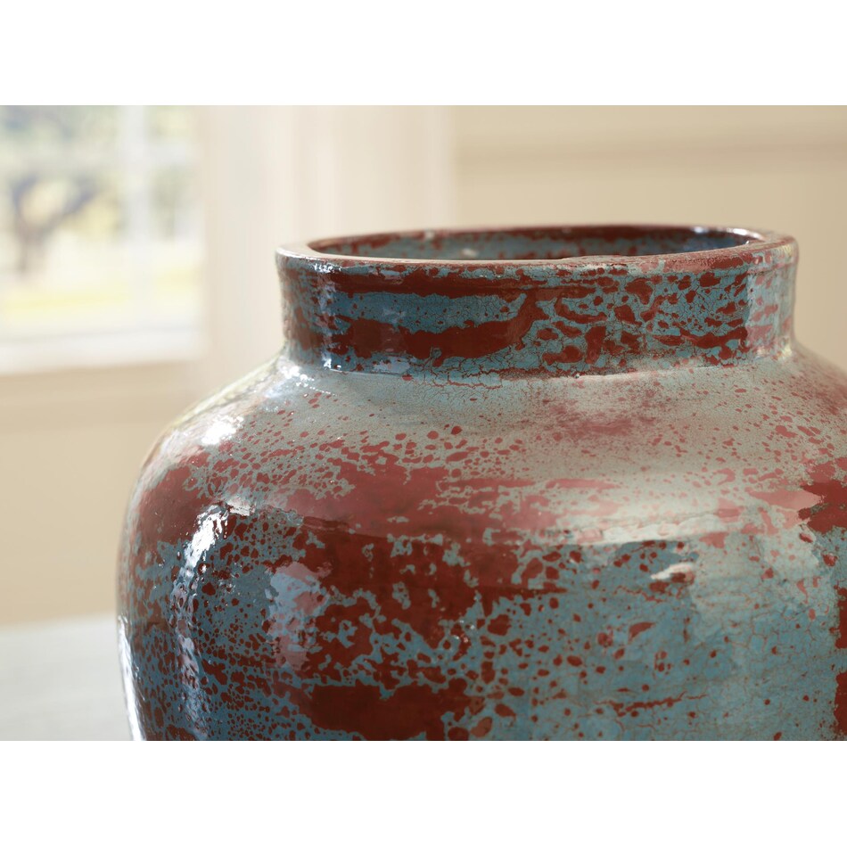 acc spice teal antique white vase   