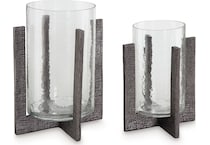 accessories clear pewter finish candle stick   