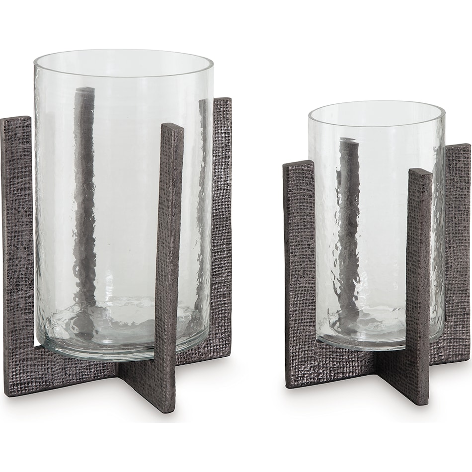 accessories clear pewter finish candle stick   