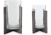 accessories clear pewter finish candle stick   