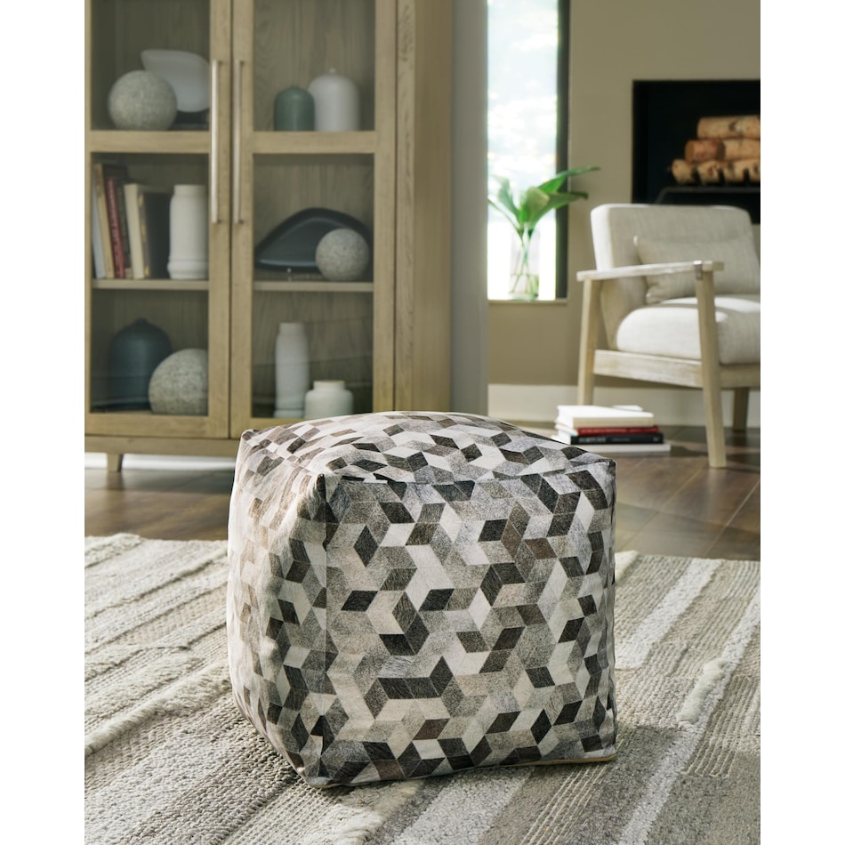 accessories grey black pouf  ottoman   