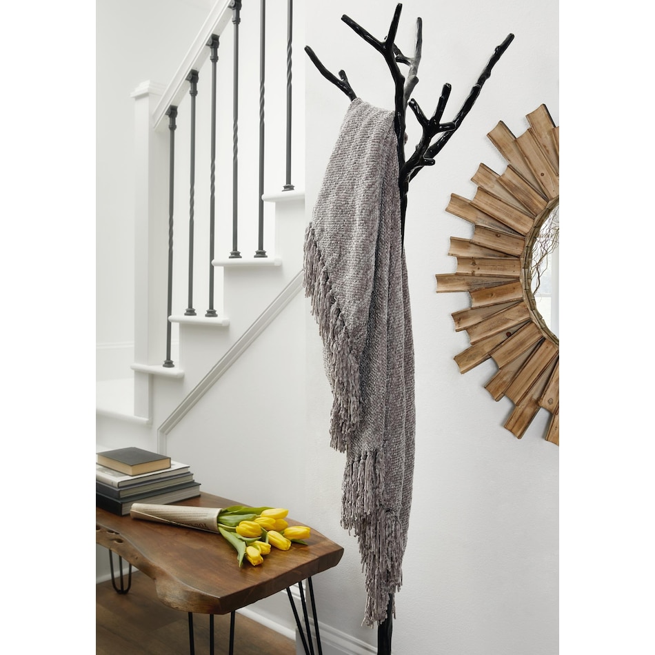 accessories grey throw blanket   