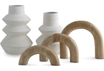 accessory set brown and white vase   