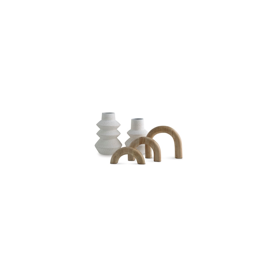 accessory set brown and white vase   