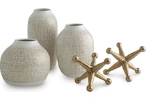 accessory set gold and white vase   