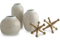 accessory set gold and white vase   