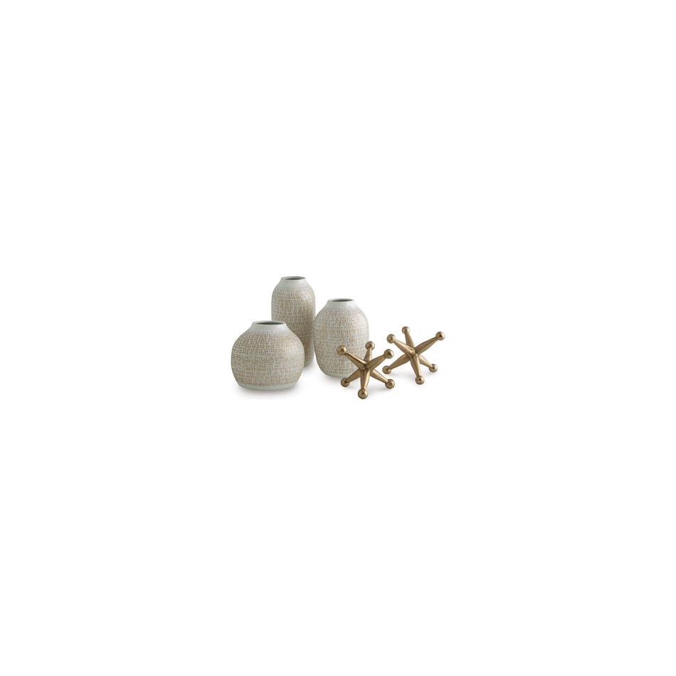 accessory set gold and white vase   