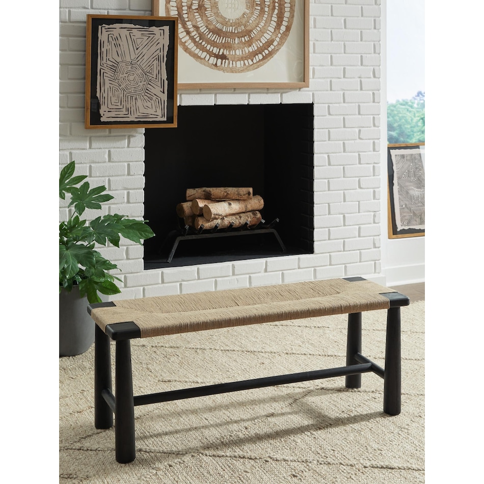 acerman black natural accent bench   