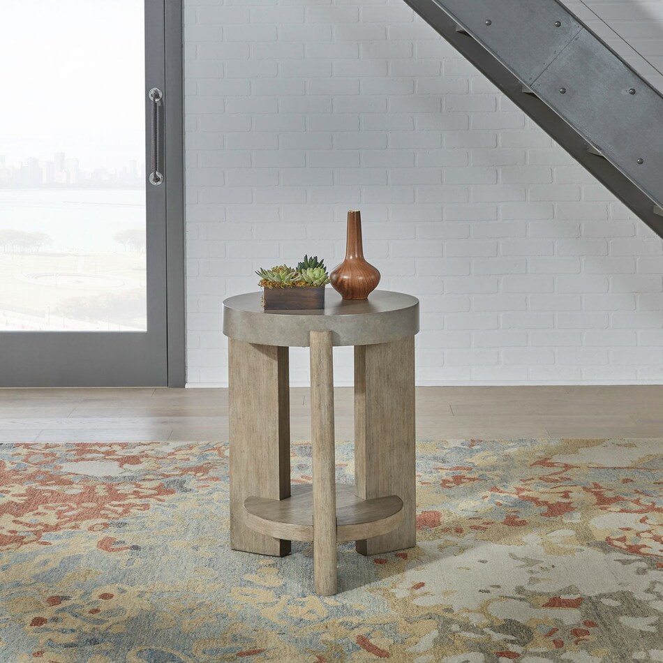 affinity dusty taupe with concrete tops chairside table   