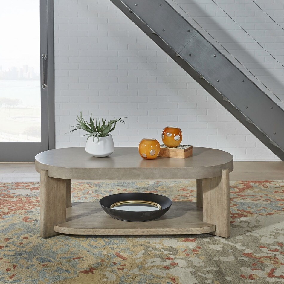 affinity dusty taupe with concrete tops cocktail table casters   