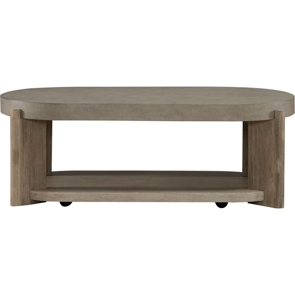 affinity dusty taupe with concrete tops cocktail table casters   