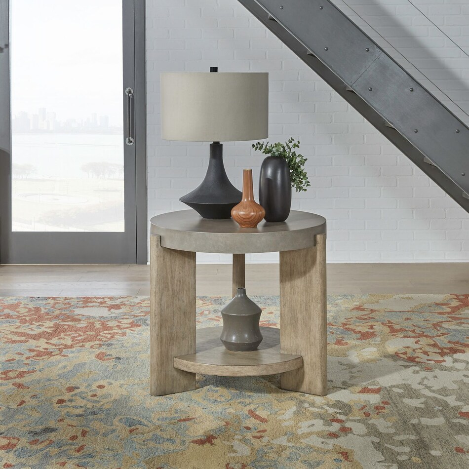 affinity dusty taupe with concrete tops end table   