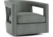 alana gray leather accent chair   