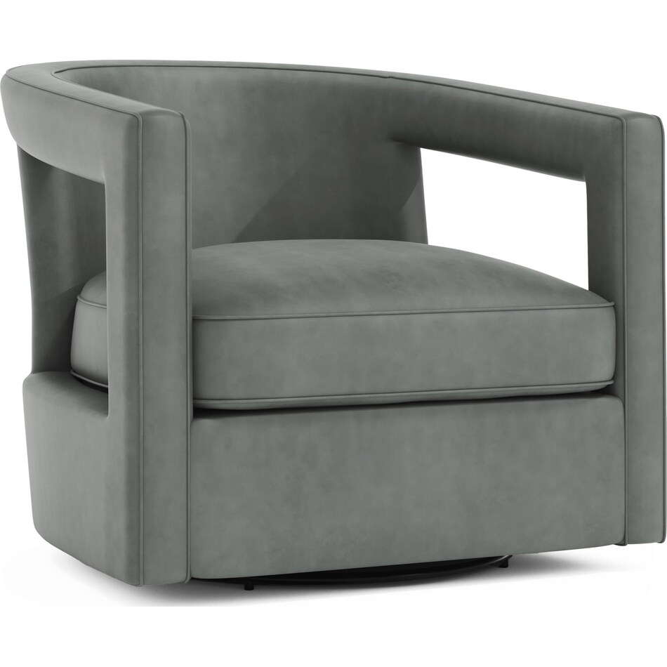 alana gray leather accent chair   