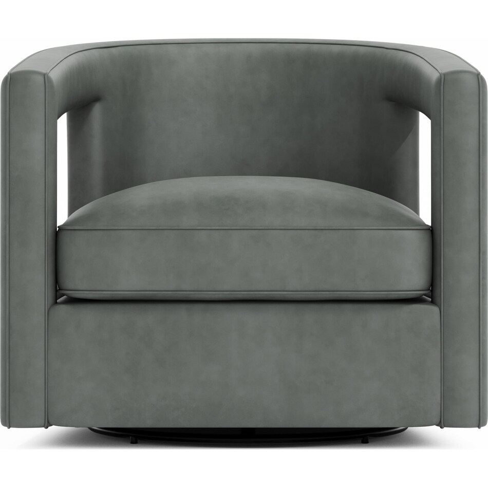 alana gray leather accent chair   
