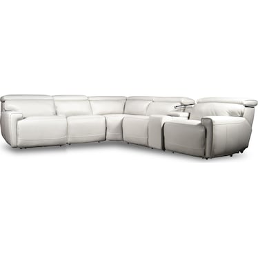 ALARA 6-PC ZERO-GRAVITY LEATHER POWER RECLINING SECTIONAL