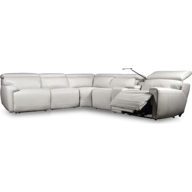 ALARA 6-PC ZERO-GRAVITY LEATHER POWER RECLINING SECTIONAL