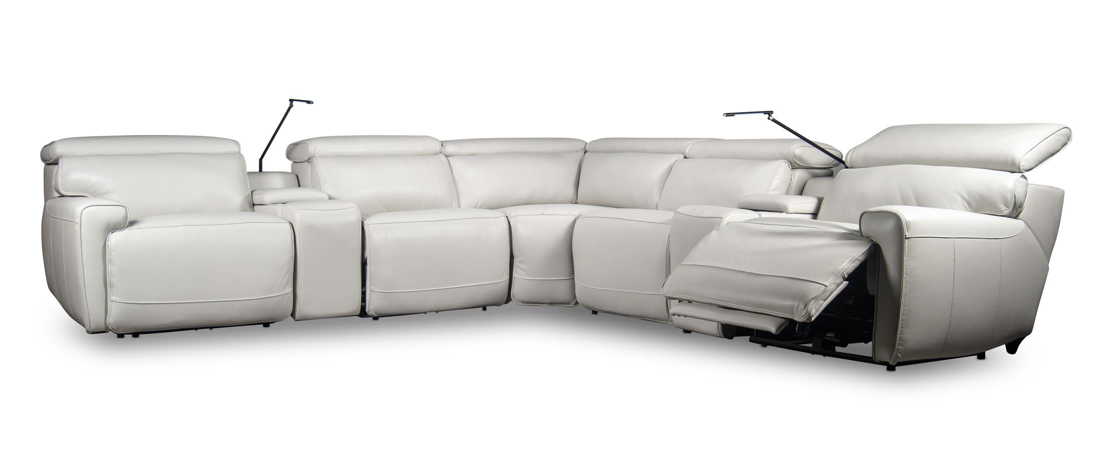 ALARA 7-PC LEATHER POWER RECLINING SECTIONAL | Morris