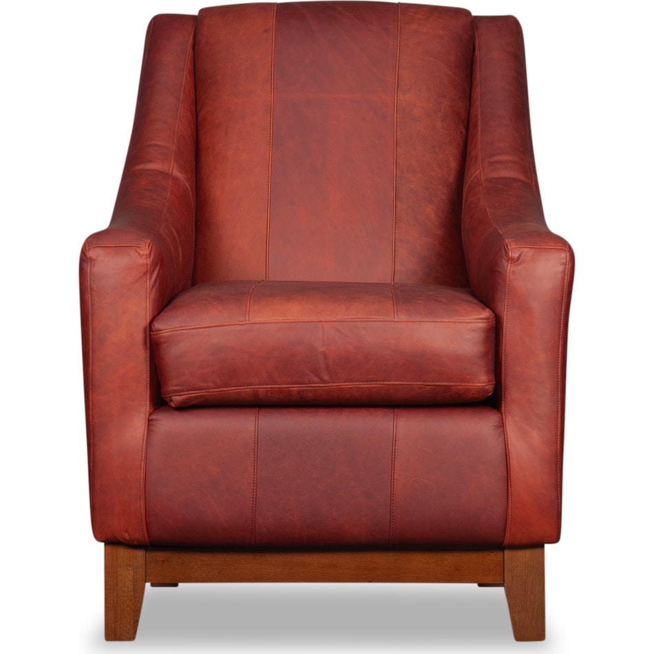 albom brownish red leather accent chair   