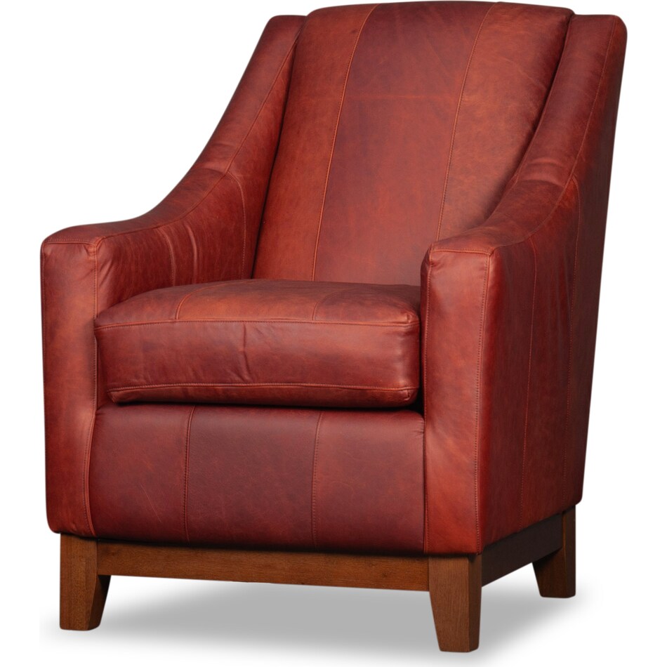 albom brownish red leather accent chair   