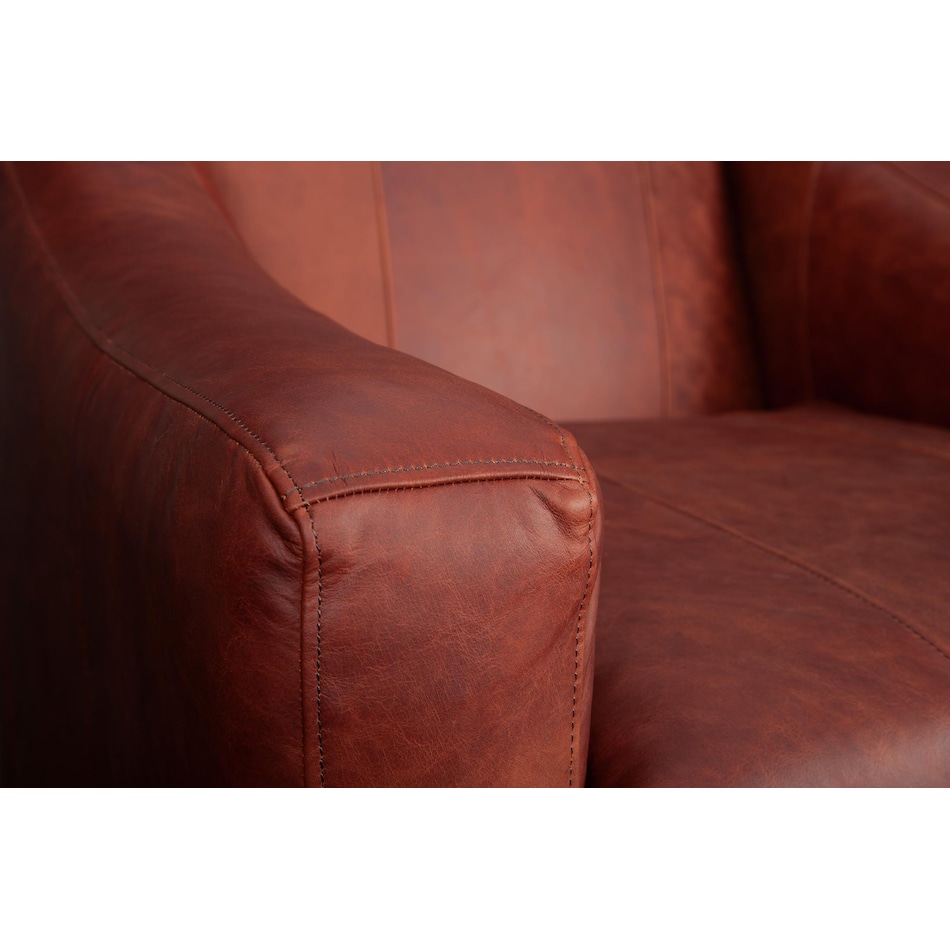 albom brownish red leather accent chair   