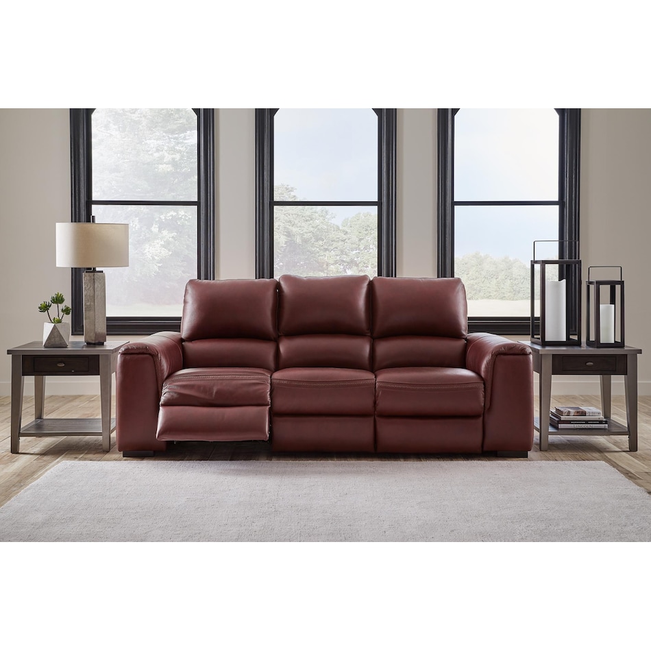 alessandro  garnet power leather reclining sofa   