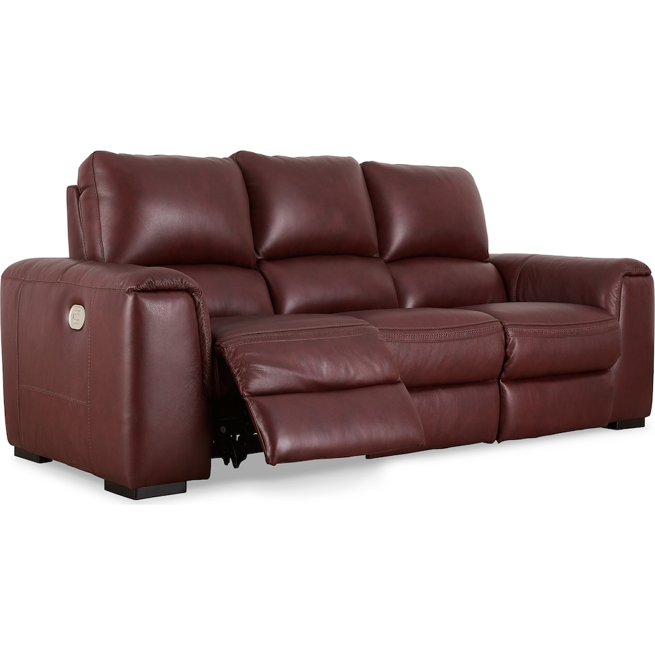 alessandro  garnet power leather reclining sofa   