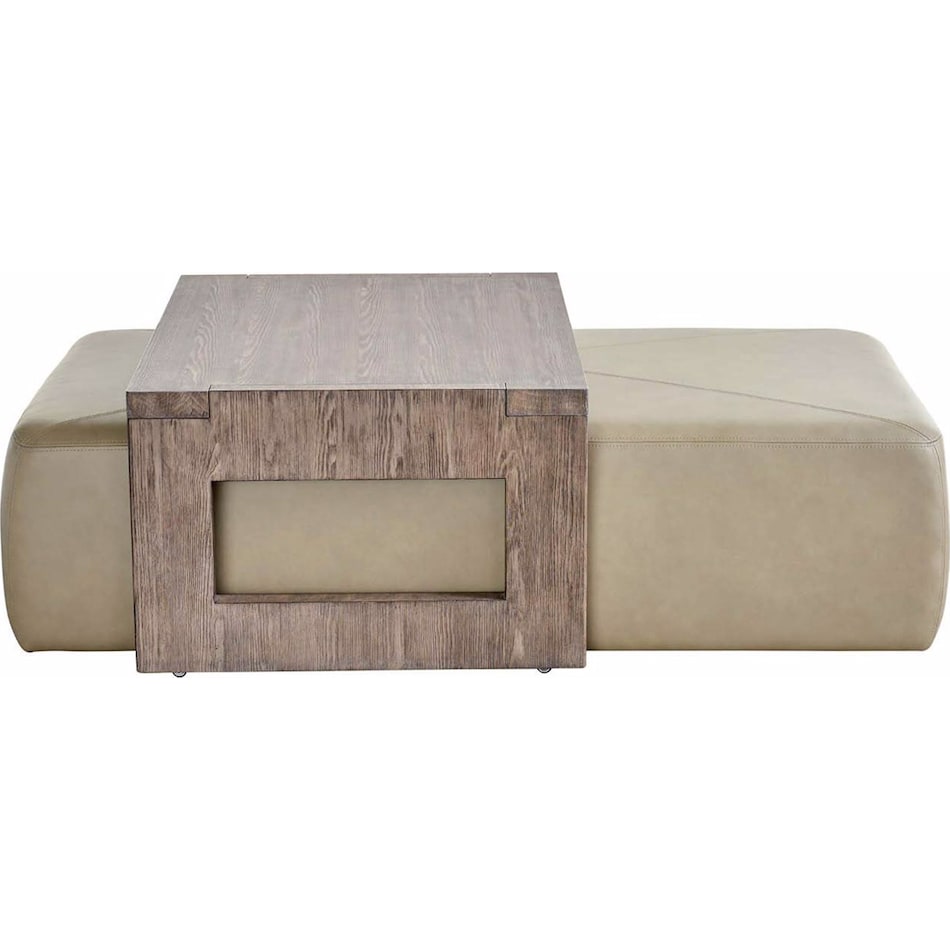 aline beige leather boulder cocktail ottoman   
