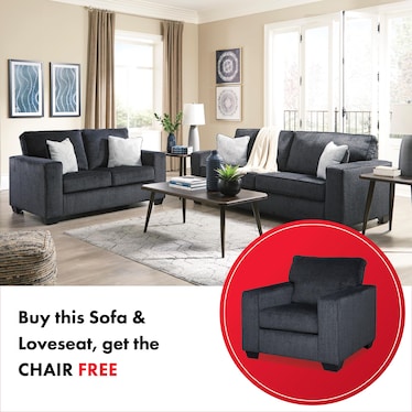 Altari Sofa and Loveseat with Free Recliner