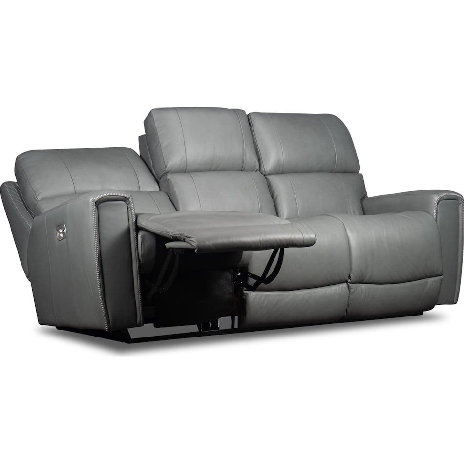 apollo grey power leather reclining sofa   