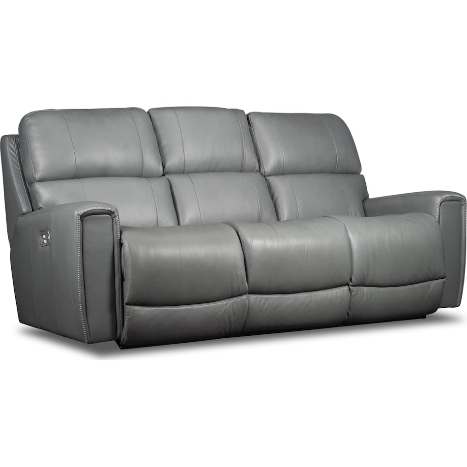 apollo grey power leather reclining sofa   