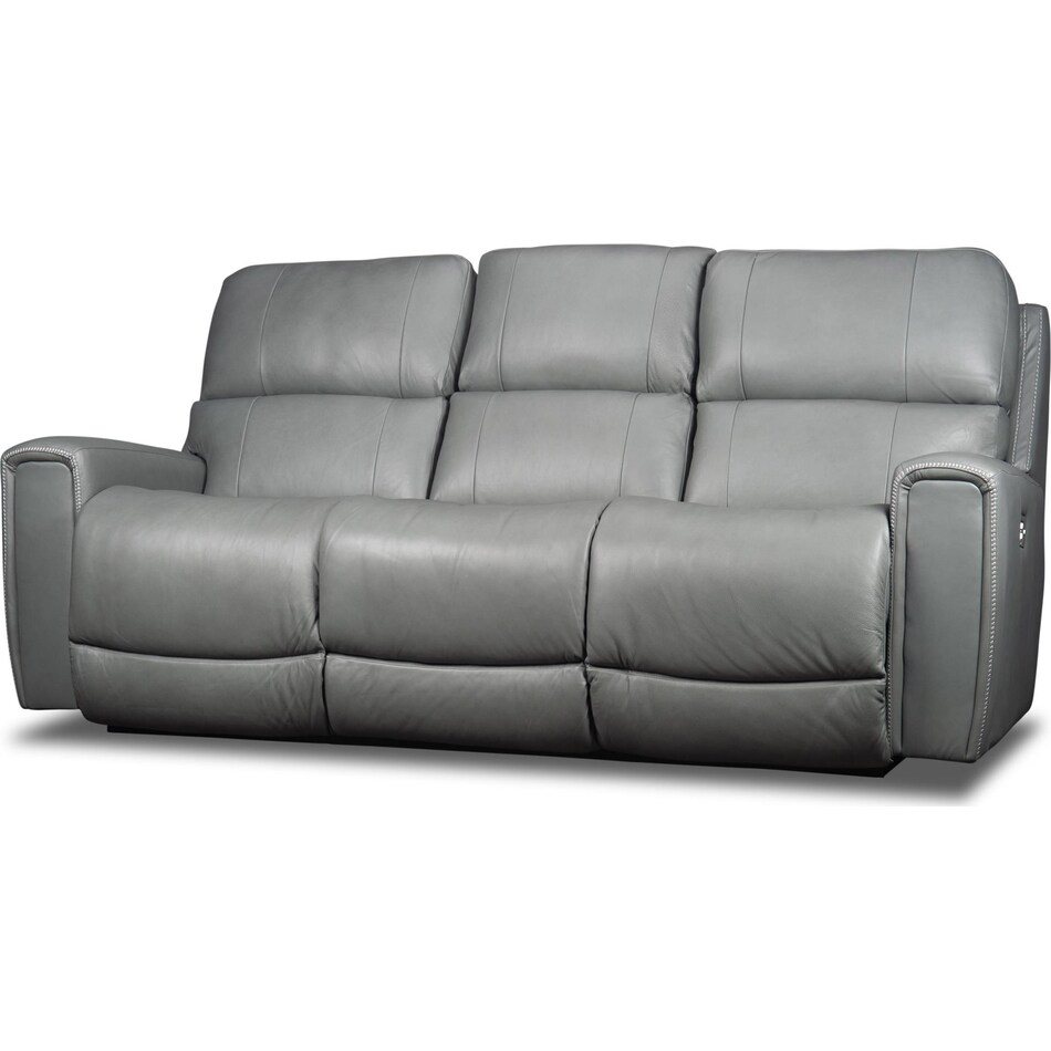 apollo grey power leather reclining sofa   