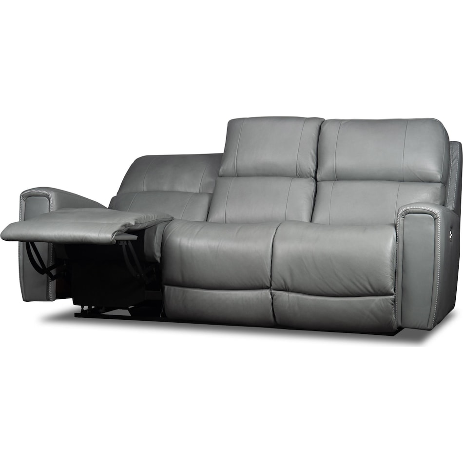 apollo grey power leather reclining sofa   