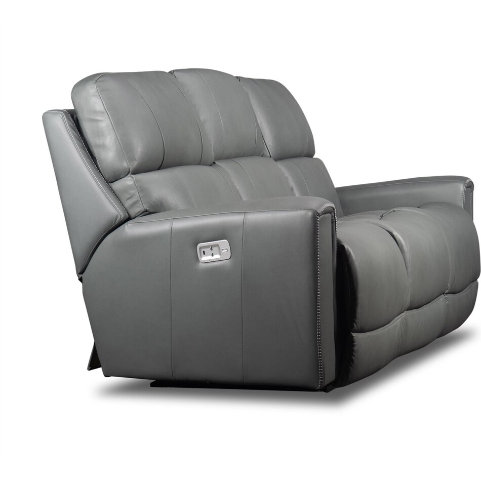 apollo grey power leather reclining sofa   