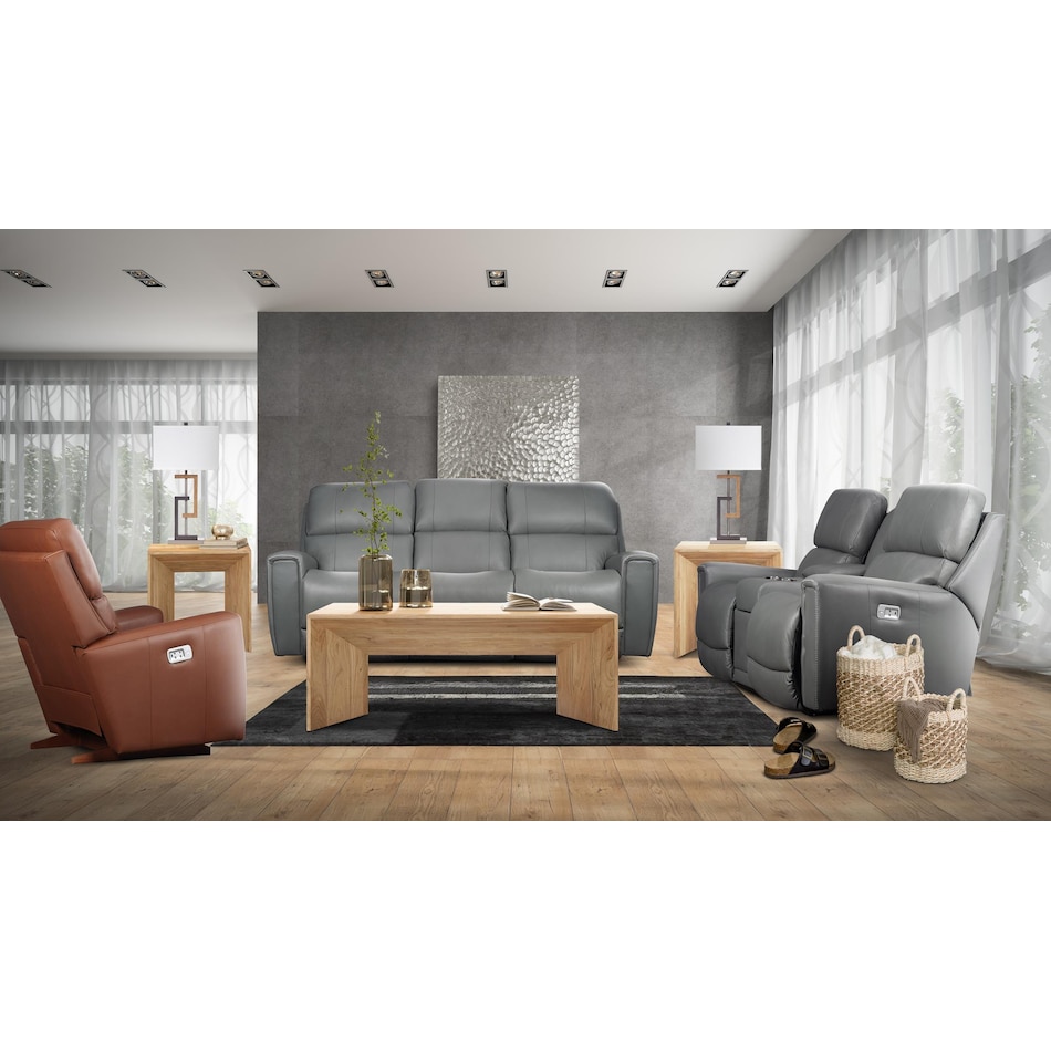 apollo grey power leather reclining sofa   