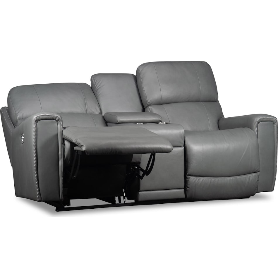 apollo power leather reclining console loveseat   