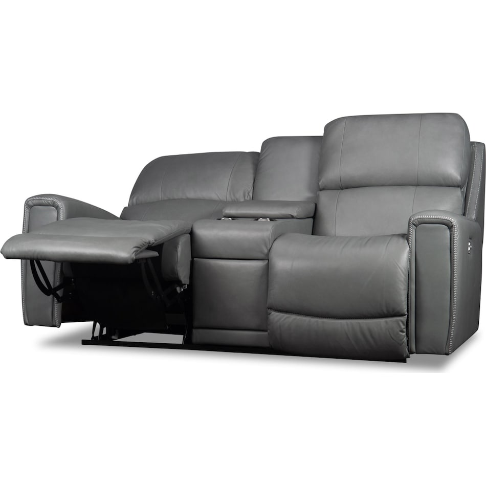 apollo power leather reclining console loveseat   