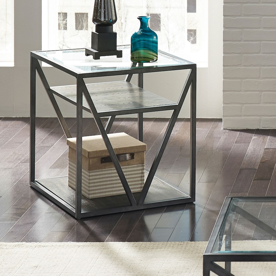arista cobblestone brown with gray dusty wax hand up end table   