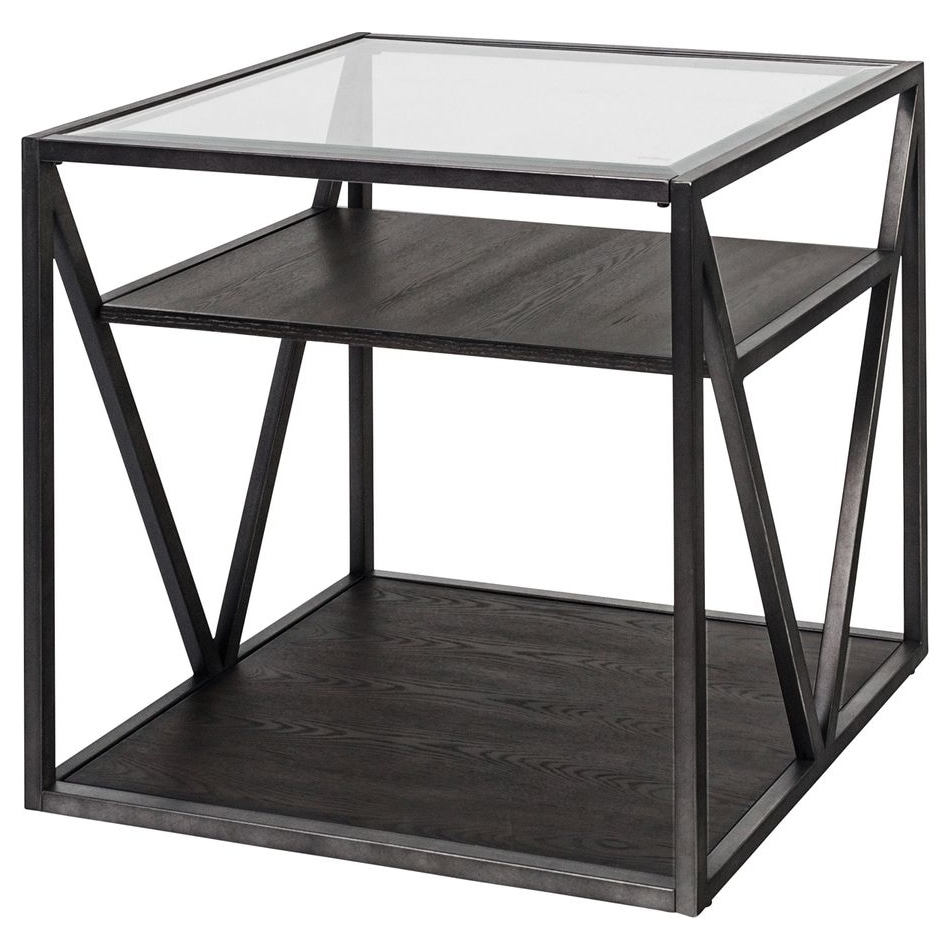 arista cobblestone brown with gray dusty wax hand up end table   
