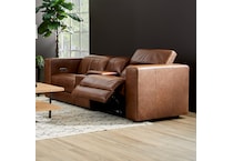 arlen brown leather reclining console loveseat   