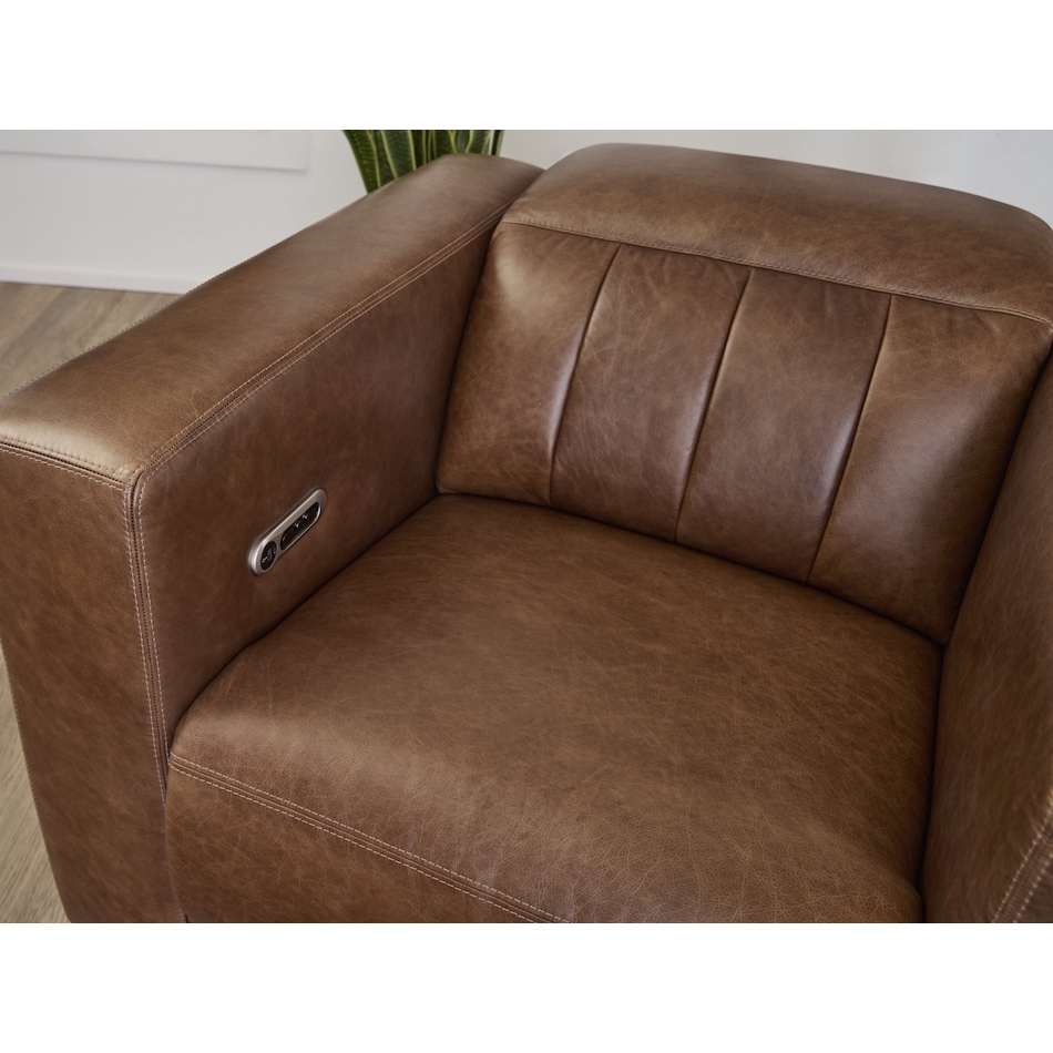 arlen brown power leather recliner   