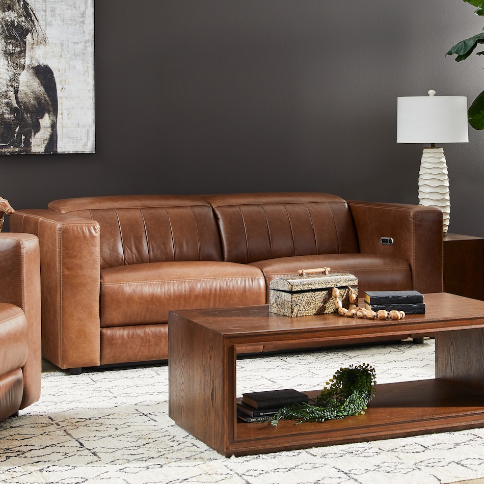 arlen brown power leather reclining sofa   